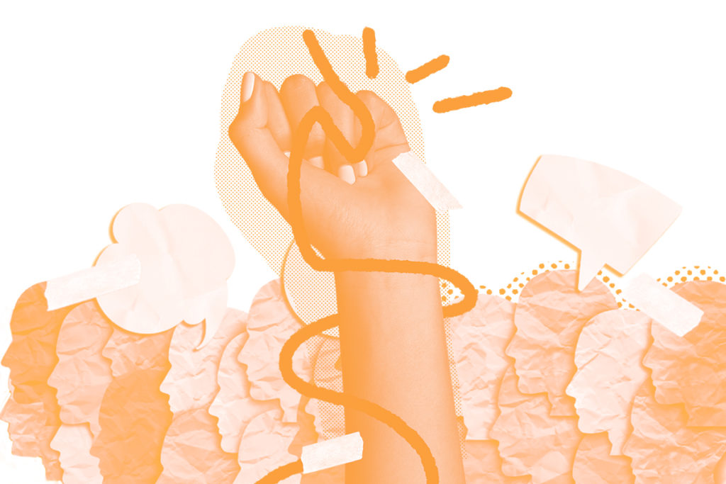 An illustrated fist raised in the air, with text, "Repo