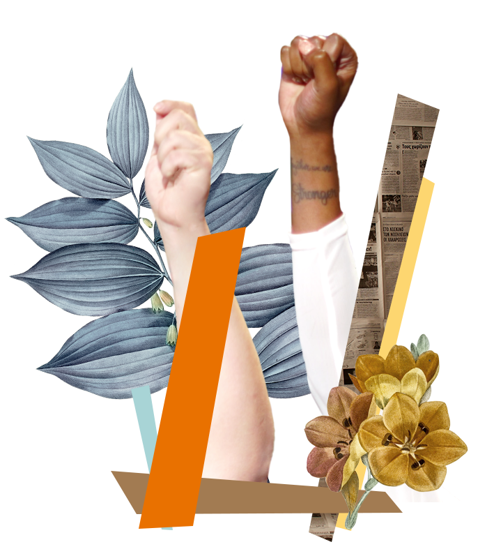 Diverse disembodies raised fists