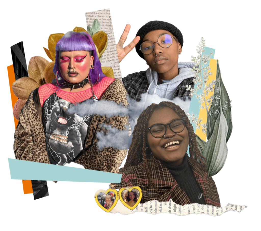A collage of images of youth as a scrapbooked layout. 