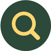 Un círculo verde con una lupa.